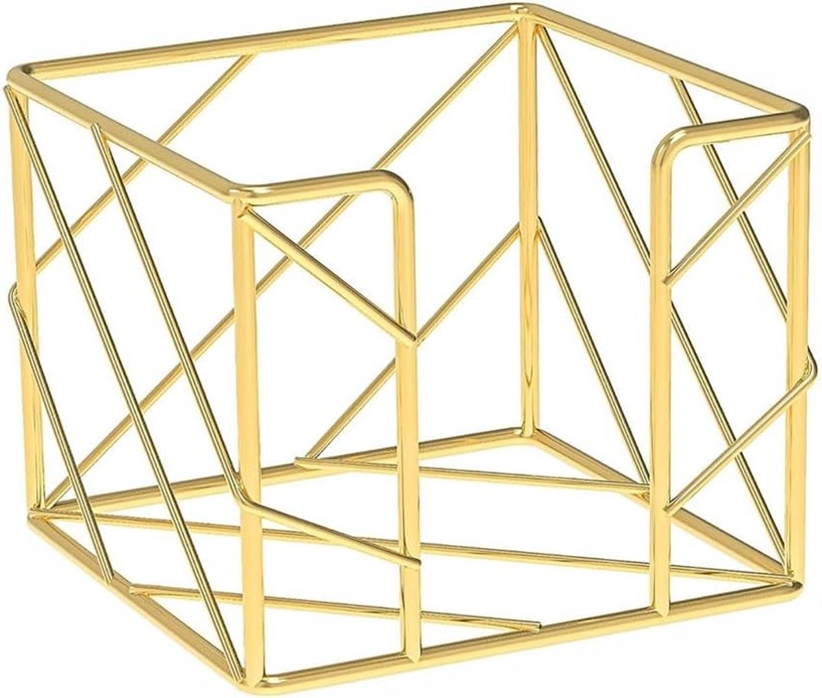 Gouden Sticky Note Houder voor Bureau, Vierkante Notitiehouder, Organizer voor Kantoor en Thuisgebruik (9.8cm x 9.8cm x 7.8cm)