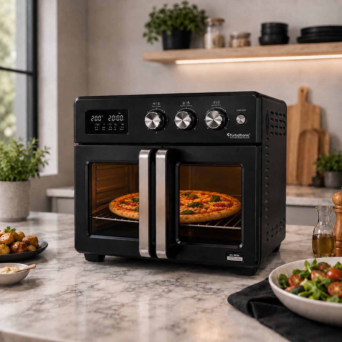 TurboTronic AFD32 Airfryer XXL en Oven – 12 Kookprogramma's – Vrijstaande Mini Oven – Instelbaar van 25 tot 230°C - 32L - Zwart – foto 2