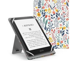 Universele Beschermhoes voor 6/6.8" E-Readers en Tablets met Polsband en Verstelbare Stand - Geschikt voor Kobo Clara 2E, Fire Tablet, Kindle en meer, Bloemenprint