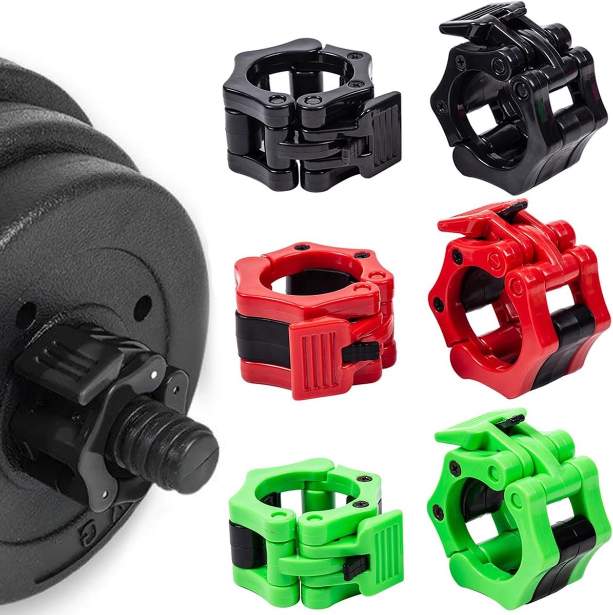 Set van 6 Dumbbell Sluitingen 30 mm, Snelsluiting voor Halterstangen, Gewichtheffen, Krachttraining, Fitnessaccessoires in 3 Kleuren