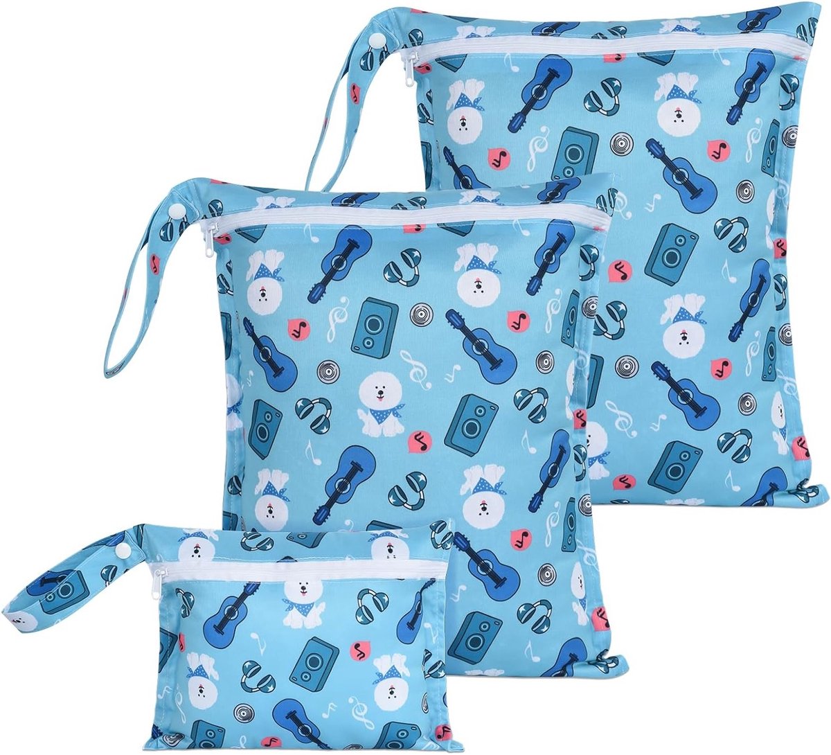 3 Stuks Waterdichte Herbruikbare Nat-Droog Tas, Organizer voor Wasbare Luiers, Ideaal voor Sport, Zwemmen en Kamperen