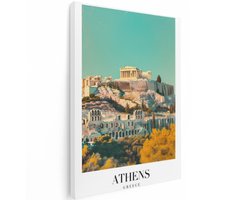 Artaza Canvas Schilderij Athene - 60x80 cm - Wanddecoratie Akropolis - Muurdecoratie Parthenon - Vintage Schilderij Griekenland