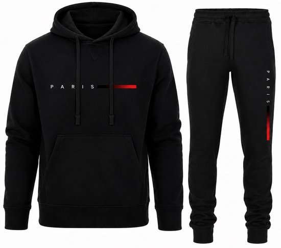 Trainingspak Heren - Joggingpak Heren met Hoodie en Sportbroek - Sportkleding Heren voor Fitness & Vrije Tijd - 70% katoen - Comfortabele Trainingsset Mannen - M
