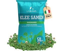 LERAVA Klaverzaden 50 m² – Microklaver Maaivrij – Witte Klaver voor Zon & Schaduw – Stikstofbinding – Meerjarig – Gemaakt in Italië