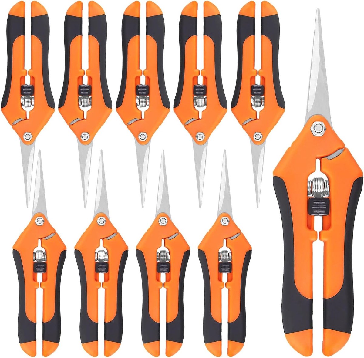 Handsnoeischaar 10-delig, 16.5 cm, RVS Blad, Ergonomische Handgrepen, Voor Bloemen en Oogsten