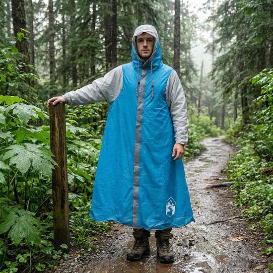 vidaXL - 2-in-1 - Regen - Poncho - met - Kap - Blauw - 262 - x - 126 - x - 130 - cm van Vidaxl — afbeelding 3