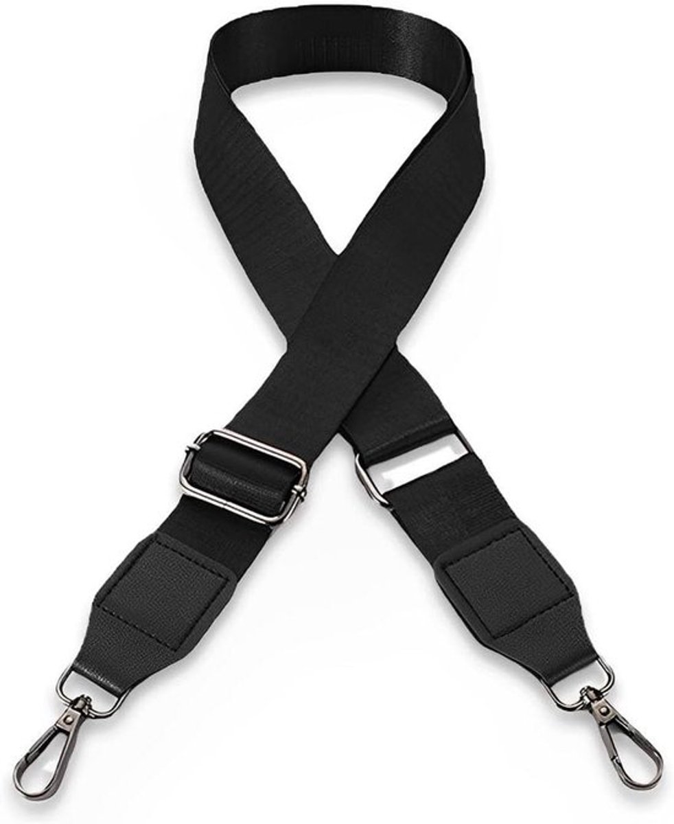 Verstelbare Schouderriem voor Tas, Karabijnhaak, Zwart - 75-145 cm, 3,8 cm Breedte