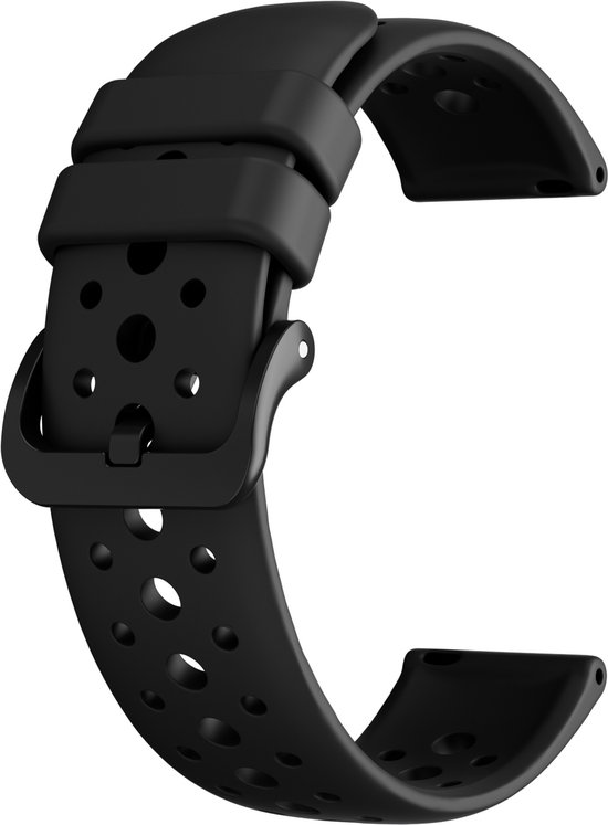 Maoo Ventura 2 - Smartwatch Bandje - Geschikt voor Maoo Ventura & Ventura 2 - Zwart met Gaatjes - 20mm
