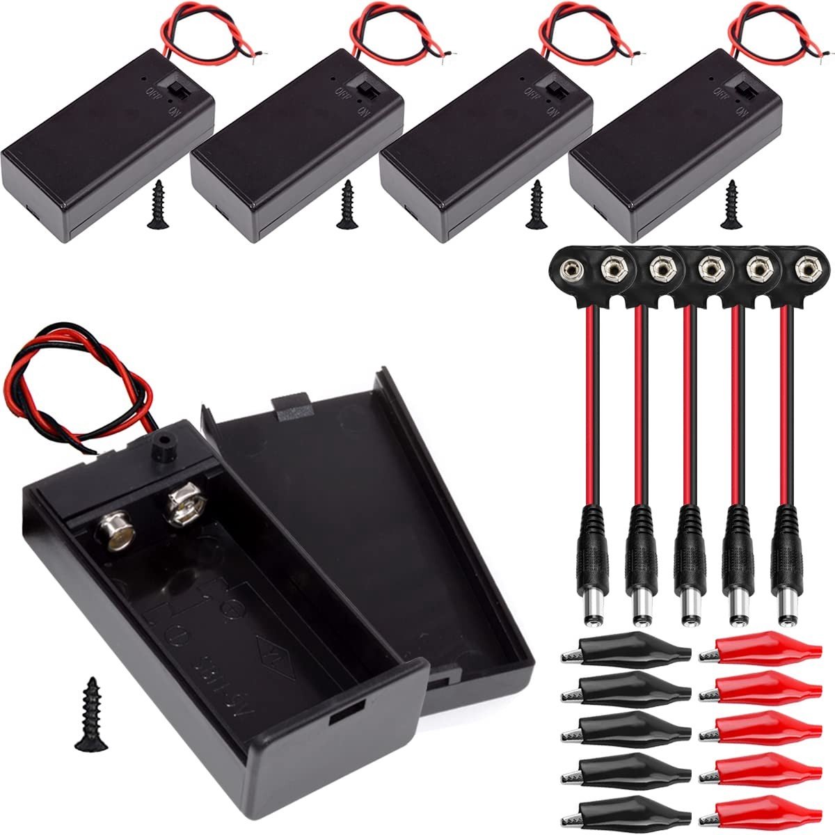 Dailygoods - 9V Batterijhouder met Schakelaar en Snelle Verbinding