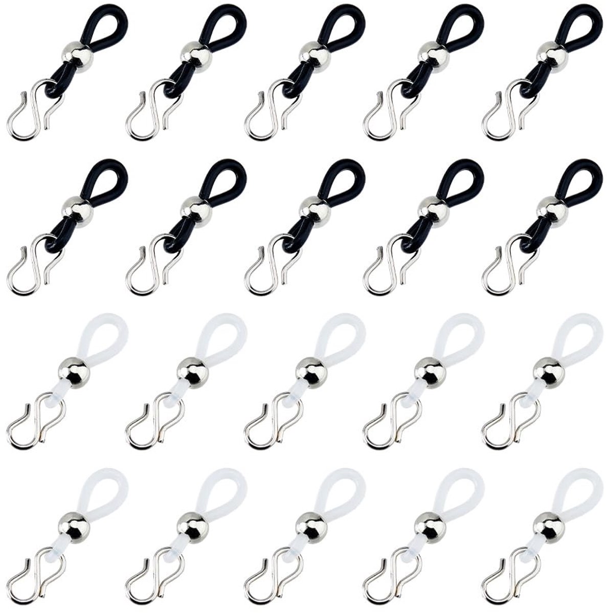 Dailygoods - Dailygoody - Ritssluitinghouders - Siliconen ritssluitinghouders - 20-delige set - Geschikt voor jeans - 2 kleuren - Ideaal voor broeken