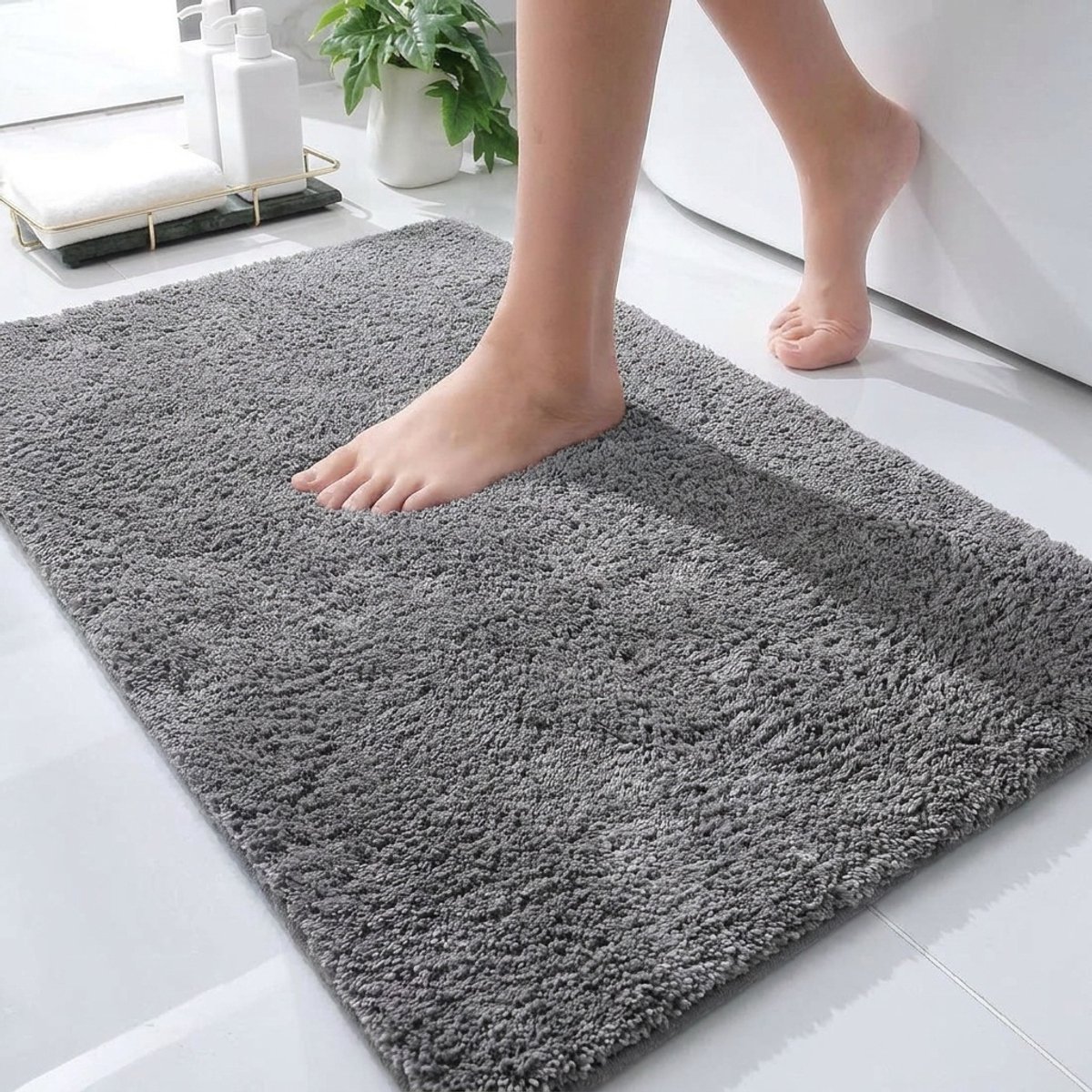 Casilin Badmat Antislip 70x110cm Havana - Waterabsorberende Badkamermat - Wasbaar en Sneldrogend - Voor Douche en Bad - 100% Katoen - Rechthoek - Grijs