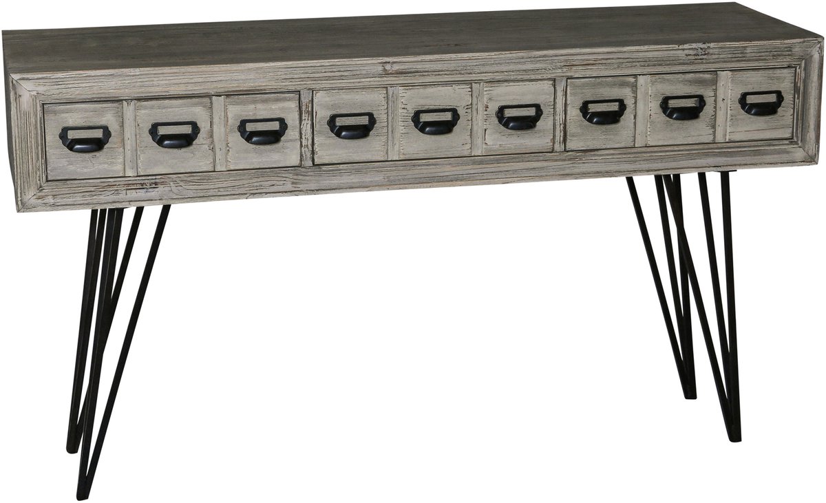 PTMD Earleen houten wit grijze bijzettafel - 140 cm