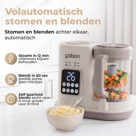 Gatson Pro BabyChef - Blender en Stomer - Inclusief Babyvoeding bewaarbakje - Met Cook, Steam en Blend-Functie - Baby Food Maker - Baby Foodprocessor - Babyshower van Gatson — afbeelding 3