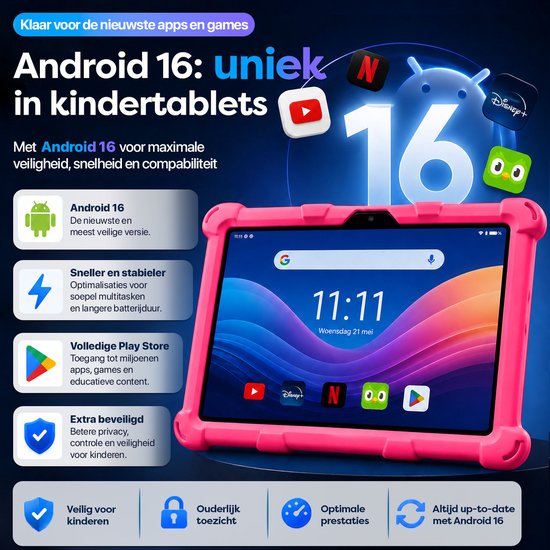 AngelTech Forfait Enfant XL PRO II - Tablette Enfant XL PRO II + Écouteurs Enfant - Forfait Discount - Rose