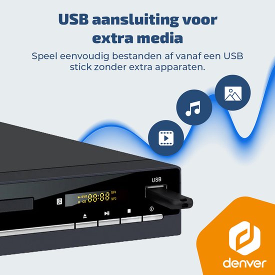 Denver DVD Speler met HDMI - Ondersteund Full HD - CD Speler - Dolby Digital Decoder - Regio Vrij - Coax / Scart / USB - DVH7787 van Denver — afbeelding 2