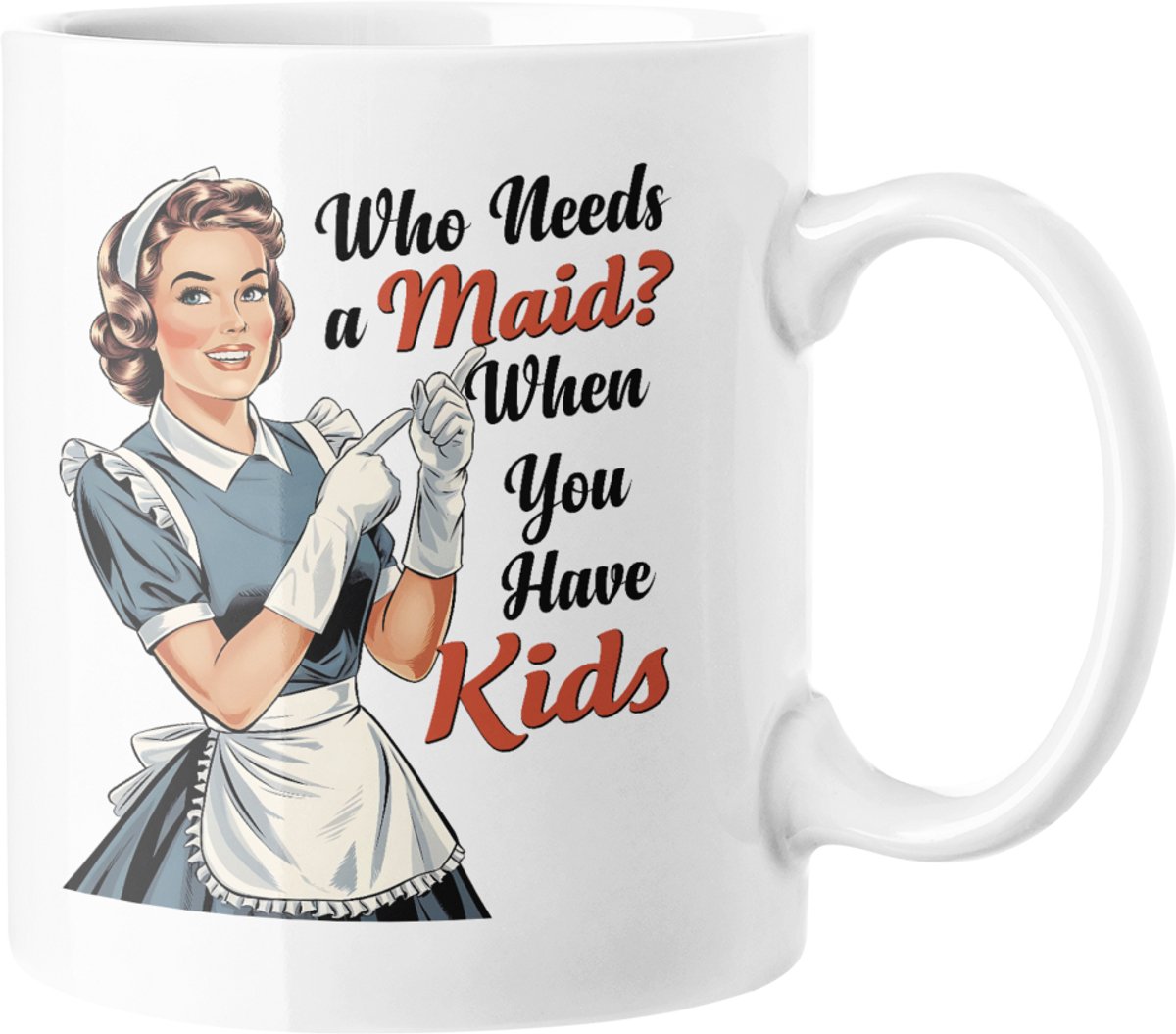 Grappige Moeder Koffiemok, Sarcastisch Cadeau Mama, Huisvrouw Humor Mok, Retro Meisje Pop Art Cadeau, Kinderen Huishouden Hulp