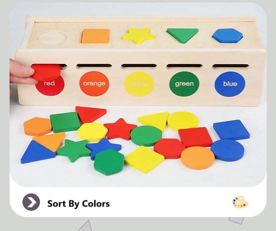 Houten Sorteerdoos Voor Kinderen Met Kleuren En Vormen - Een Speeltje Voor De Ontwikkeling Van Fijne Motoriek, Handvaardigheid En Cognitieve Vaardigheden. van Houten — afbeelding 3