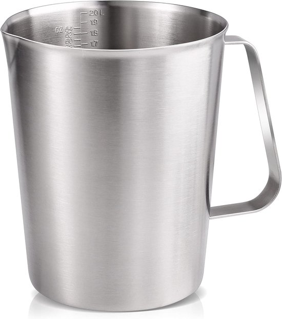 Foto: Rvs schenkkan 2 liter maatbeker met handvat gravure schaalverdeling duurzame sus304 constructie zilver kleur 1 stuk voor water melk en feesten