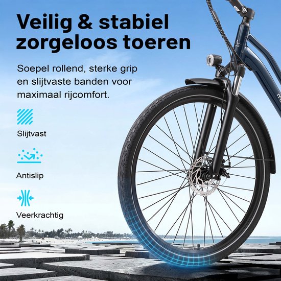 Maxtron Urban-7 Elektrische Fiets - Actieradius tot 70 km - Krachtige 460.8Wh Accu - 20×4.0 Inch Fatbike Banden - Shimano 7 Versnellingen - Schijfremmen - Max. Belasting 120 kg - Elektrische Stadsfiets - Donkerblauw van Maxtron — afbeelding 3