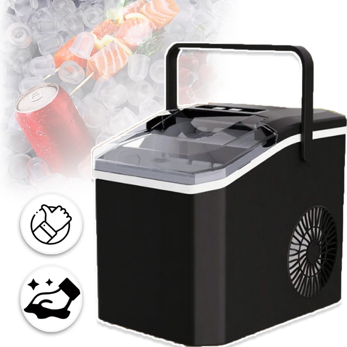 2 Maten Ijsblokjes Elektrische Maker - 1.3L Watertank Draagbare Ijsmachine Met Handvat-Perfect Voor Thuiskantoor Camping Camper Party Bar