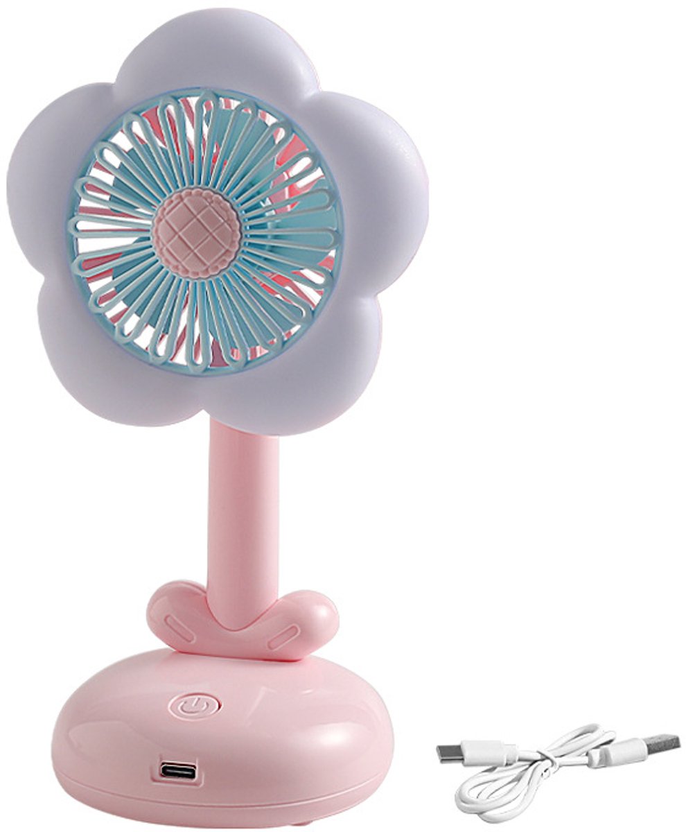 Tafellamp met Ventilator – 2-in-1 LED Leeslamp – USB Oplaadbaar – 2 Snelheden – 45° Kantelbaar – Roze – Voor Bureau, Slaapkamer, Studentenkamer & Thuiskantoo