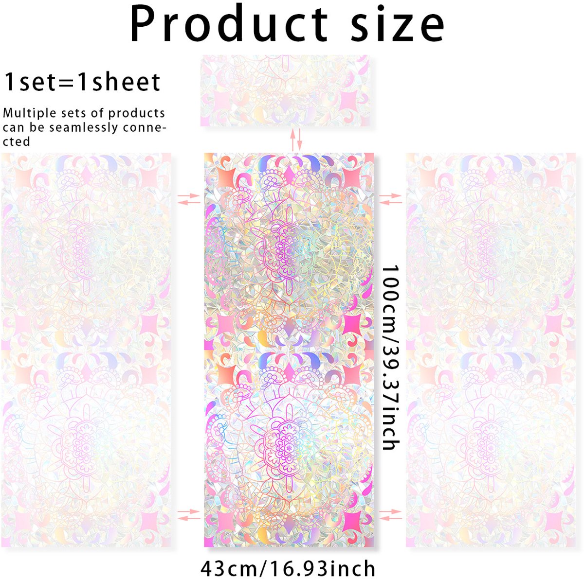 3D Regenboog Raamfolie- Anti-Inkijk - Isolerend & Zonwerend - 43x100cm – Statisch - Prisma Bejuweled EffectXCBL027