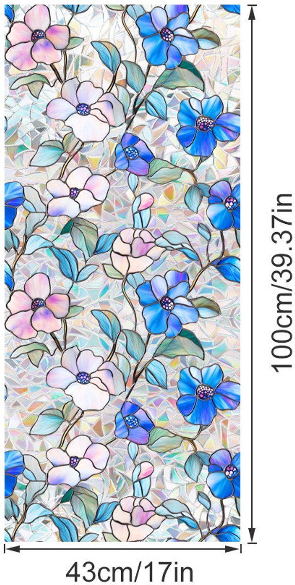 3D Regenboog Raamfolie- Anti-Inkijk - Isolerend & Zonwerend - 43x100cm – Statisch - Prisma Bejuweled EffectXCBL158