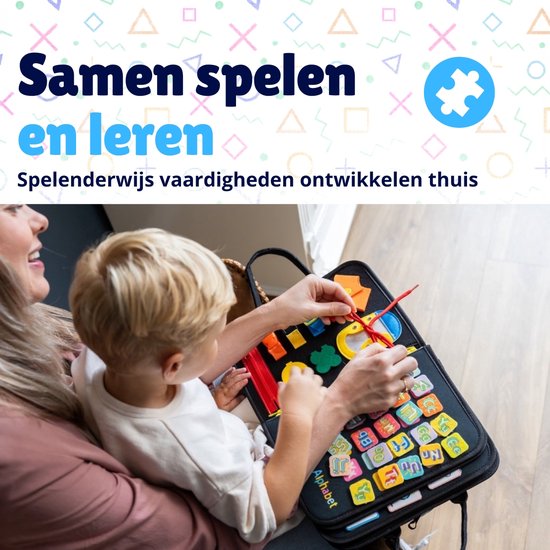 MontiPlay® Montessori Speelgoed Zwart - Sensorisch Speelgoed - Activiteitenbord - Busy Board - Montessori voor thuis - Speelgoed voor onderweg - Voor in de auto - Het grote speelgoedboek 2025 van Merkloos — afbeelding 2