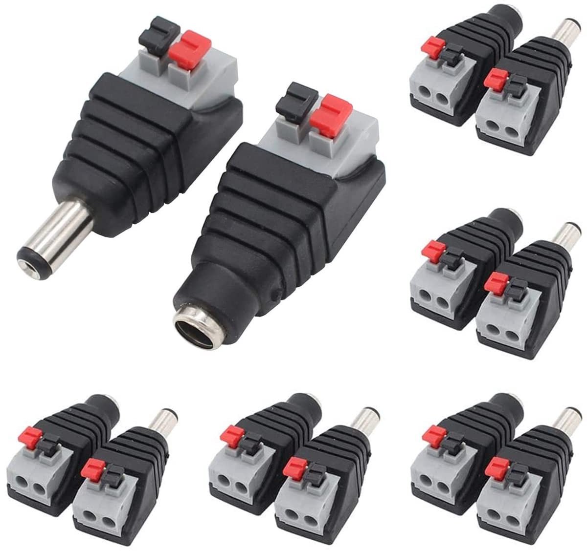 Dailygoods - 6 Paar DC-Voedingsconnectoren 5,5 mm x 2,1 mm