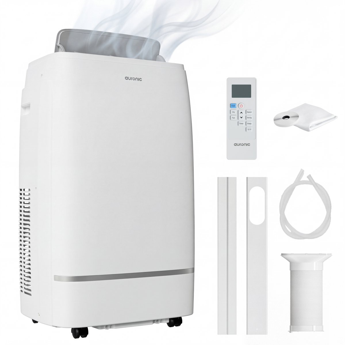 Bol.com Auronic Mobiele Airco - 12.000 BTU - 4-in-1 - Airconditioning met 2 Raamafdichtingskits - Ventilator - Ontvochtiger - To... aanbieding