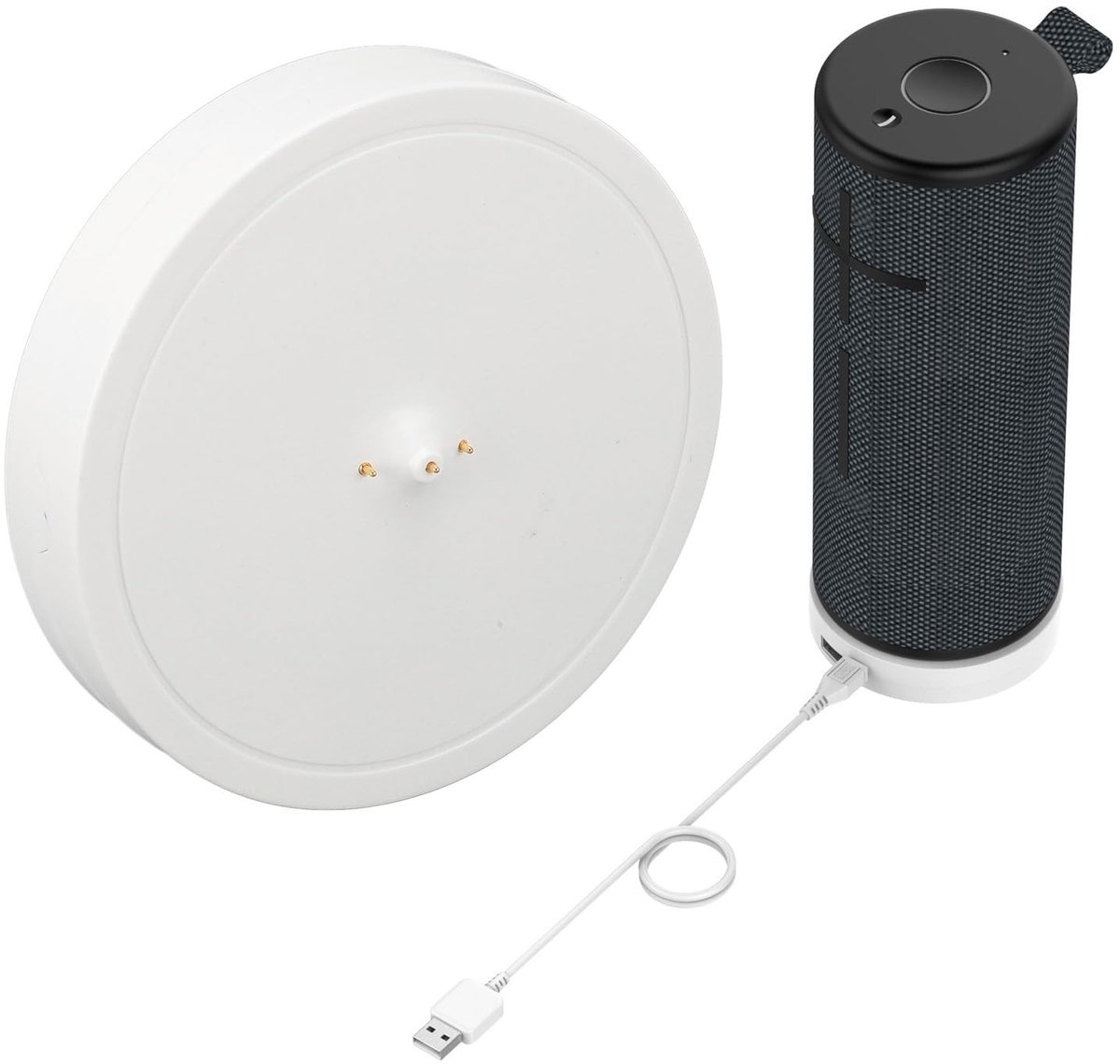 Dailygoods - Power Up-Oplaaddock - Oplaadstation voor Luidsprekers - Extra USB-poort - Wit - Geschikt voor Boom 3 en Megaboom 3 - Handig en Praktisch