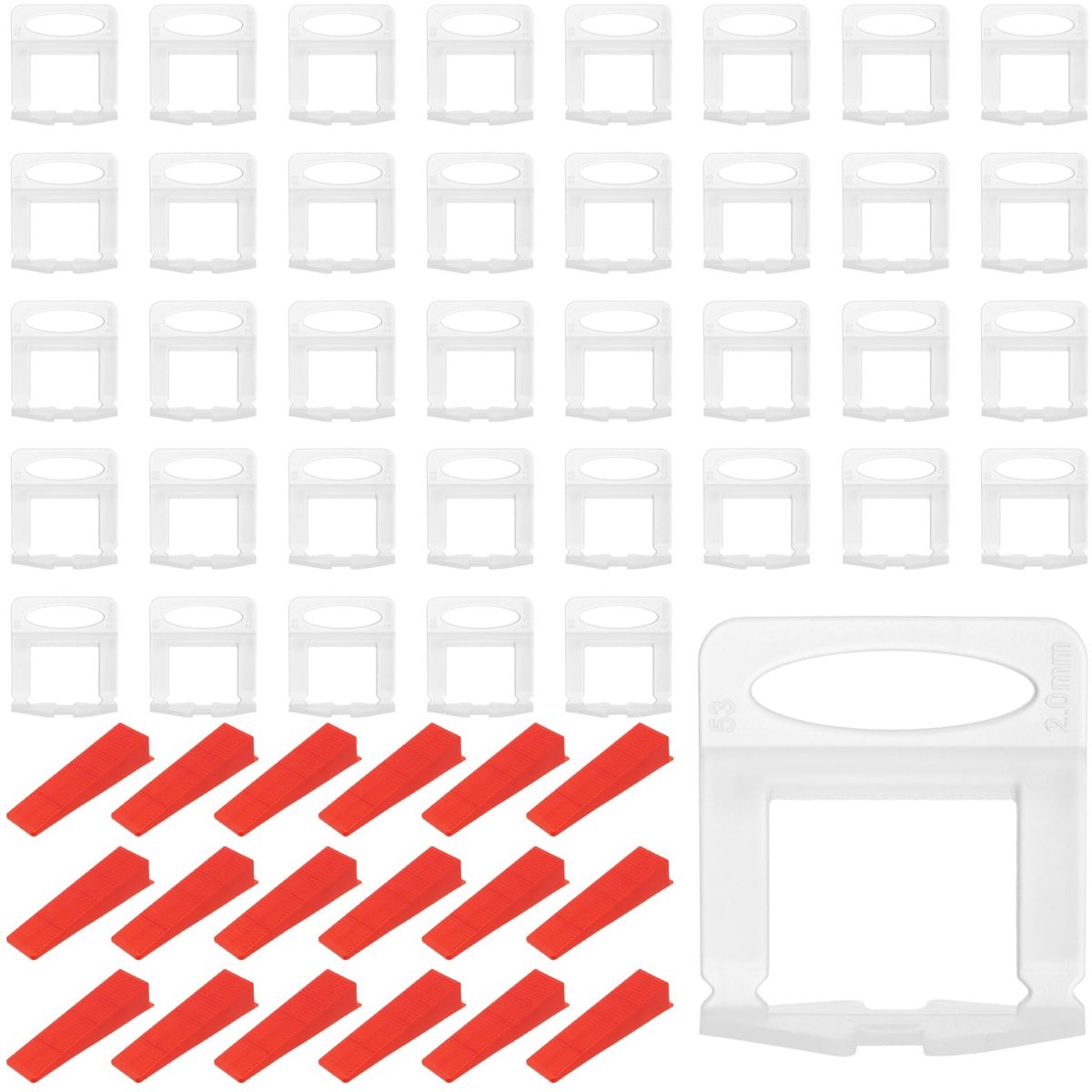 Dailygoods - Dailygoody - Tegel Levelers - Herbruikbare Tegel Positionering - Praktische Tegel Tool - Rood + Transparant - Voor Muur Vloer Tegel Leggen - 800 Stuks