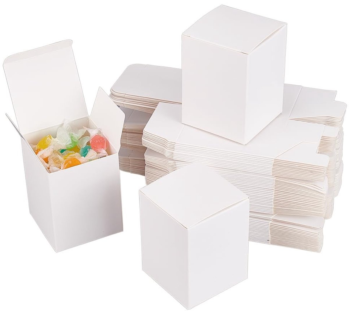 Dailygoods - Dailygoody - Cadeaudozen Papier - Feestelijke Geschenken - Wit 60 Stuks - Handige Deksels - Voor Bruiloften en Verjaardagen - 8 x 6 x 6 cm