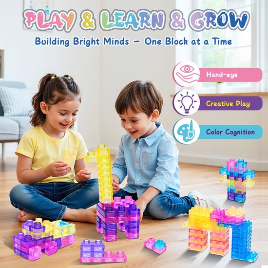 Namajunas - 40 zachte bouwblokken voor peuters - Stapelblokken - Baby speelgoed blokken - Sensorisch speelgoed - Montessori speelgoed - Samendrukbaar & Rekbaar bouwsets - Blokpuzzelspel - Fidget toys volwassenen & kinderen - Niet geschikt voor LEGO van Namajunas — afbeelding 2