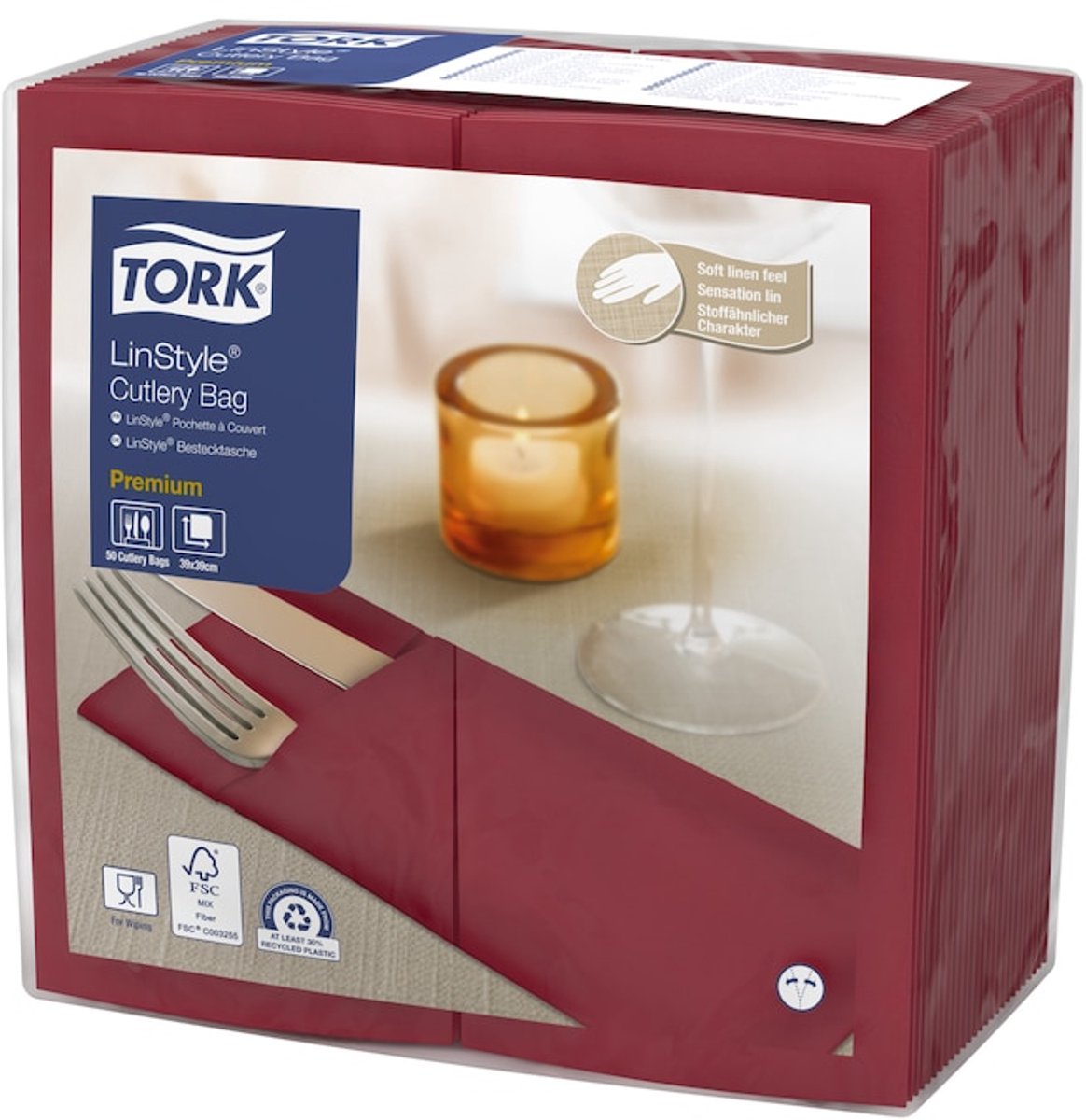 Tork 509603 premium linstyle bestekpochette bordeaux 19,5x9,8 cm 700 stuks (509603)