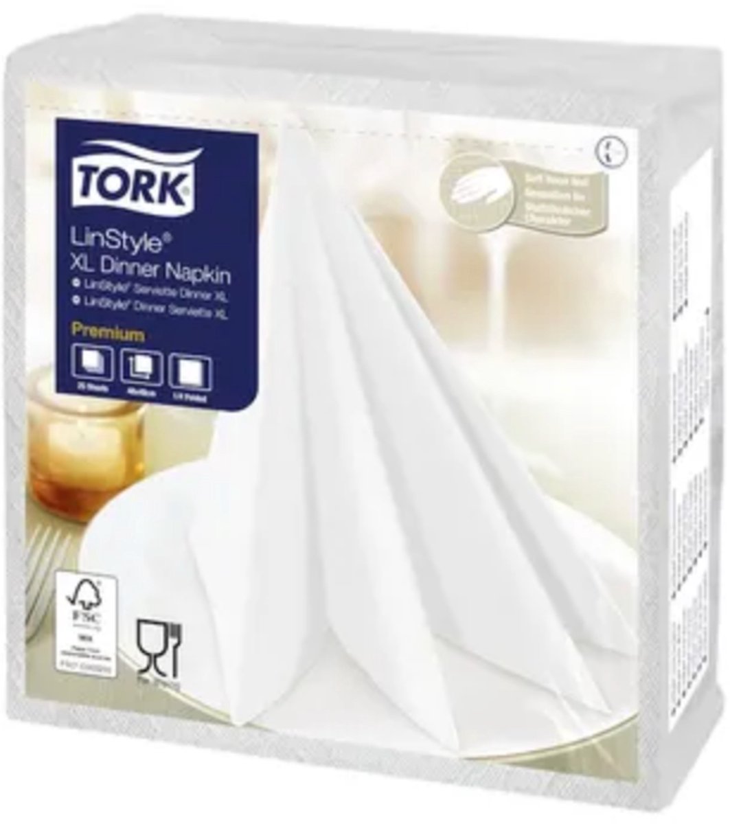 Tork 478883 premium linstyle dinnerservet XL wit 48x48 cm 300 stuks (478883)