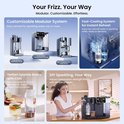 Grijze waterdispenser met drie modules voor koud water, heet water of ijs en koud water.