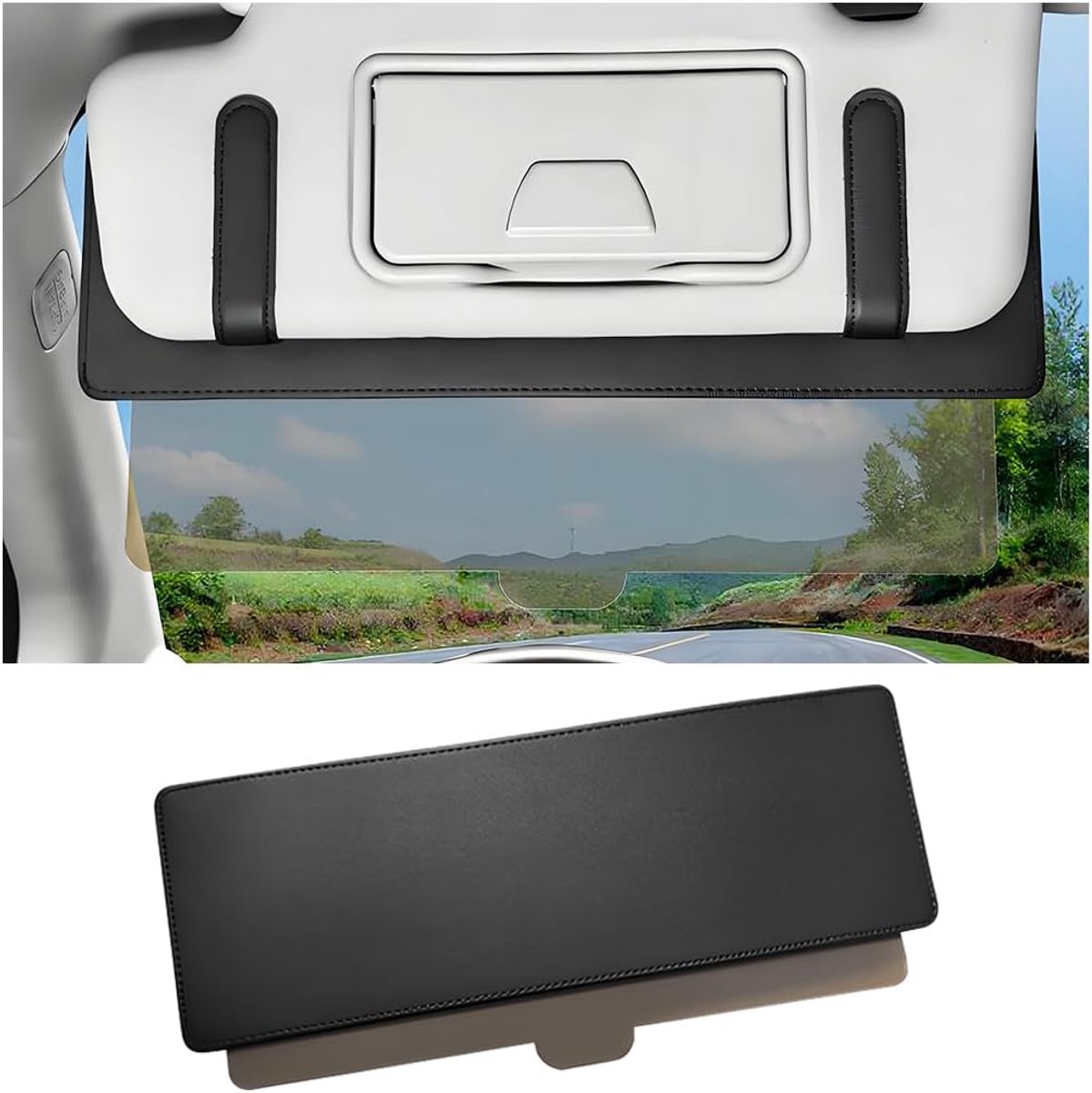 Autozonneklepverlenger, verstelbare anti-verblindingszonneklepverlenger voor in de auto, gepolariseerde handige zonneklepverlenger voor de autoruit (zwart).