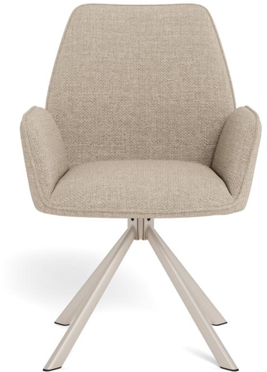 Giga Living Eetkamerstoel Lorin Met Armleuning Basel Beige Set van 2 - Giga Living