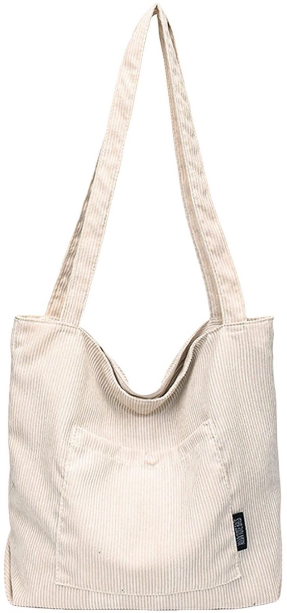Dailygoods - Cosensi - Dailygoods - Dailygoody - Corduroy Dames Tote Bag - Grote Waterdichte Schoudertas met Rits