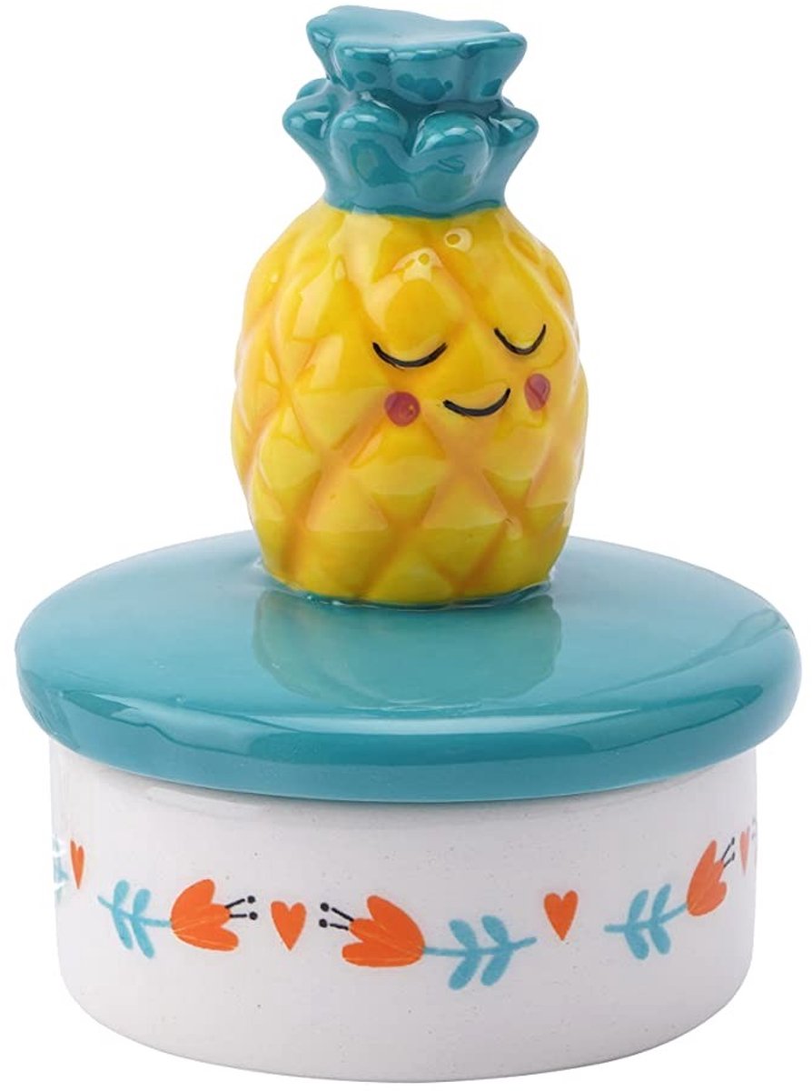 Dailygoods - Dailygoody - Pineapple Trinket Pot - Sieraden Box met deksel | Gele Groene Geschenkdoos |