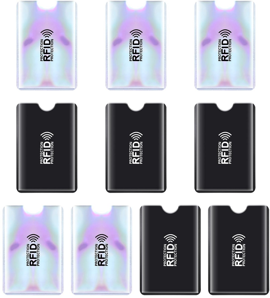 Dailygoods - Dailygoody - Kleurrijke Kaarthouder - Blokkeren - Set van 10 - 9.1x6.3cm - Identiteitskaart Protector - Geschikt voor Vrouwen en Mannen