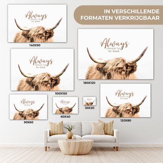 Schotse hooglander - Spreuken - Dier - Canvas - 30x20 cm - Wanddecoratie