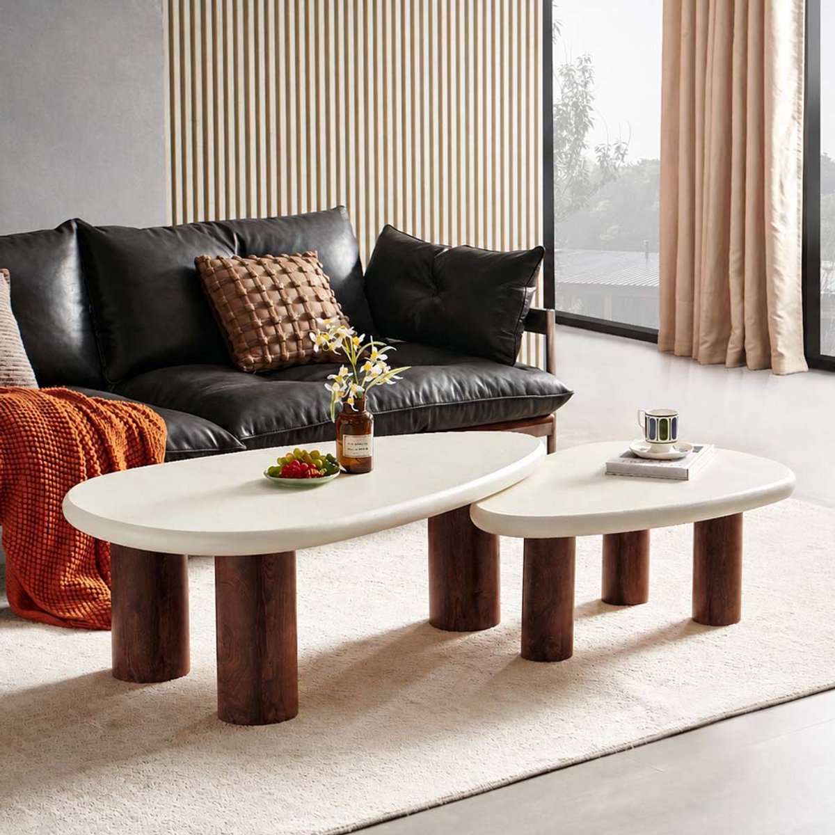Milton & Oldbrook Salontafel Set Hagen Wit Cement Bruin