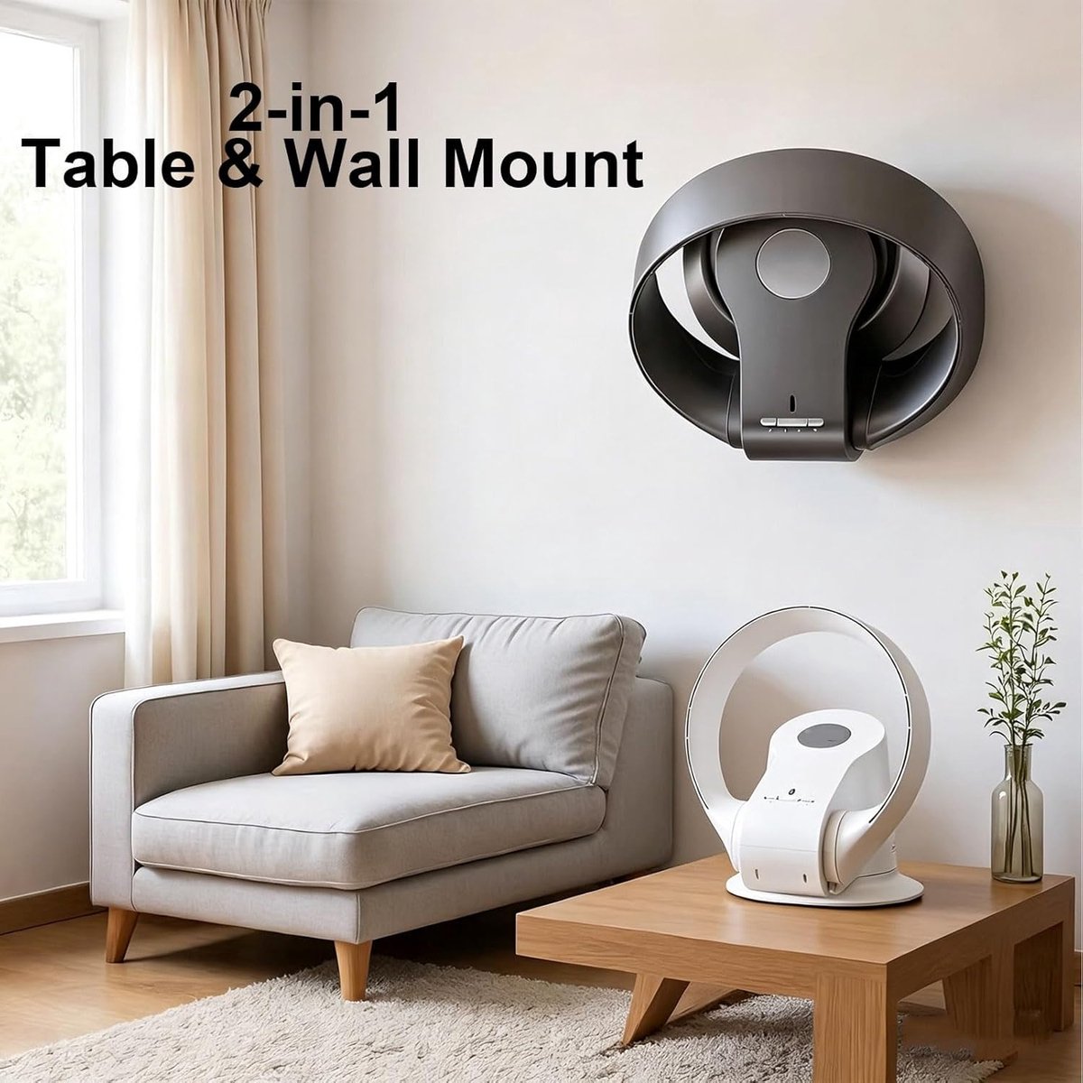 Bladloze Wandventilator 14" - 35W Bladloos Ontwerp (Wit) thumbnail 2