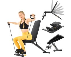 Trex Sport TX-110B – Fitnessbank – Verstelbar – Inklapbaar – Multifunctioneel met Weerstandsbanden – voor Buikspieren & Kracht – Thuisgym – Max. 110 kg