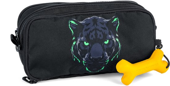Stones and Bones Rowan 2.0 - Etui - Pennenzak voor Kinderen - 3 Vakken - Zwart Panther - Zwart