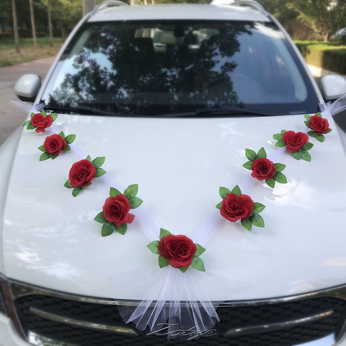 Rood Linten met vlinders voor bruiloftsauto's - feestelijke autodecoratie - sfeervolle ver