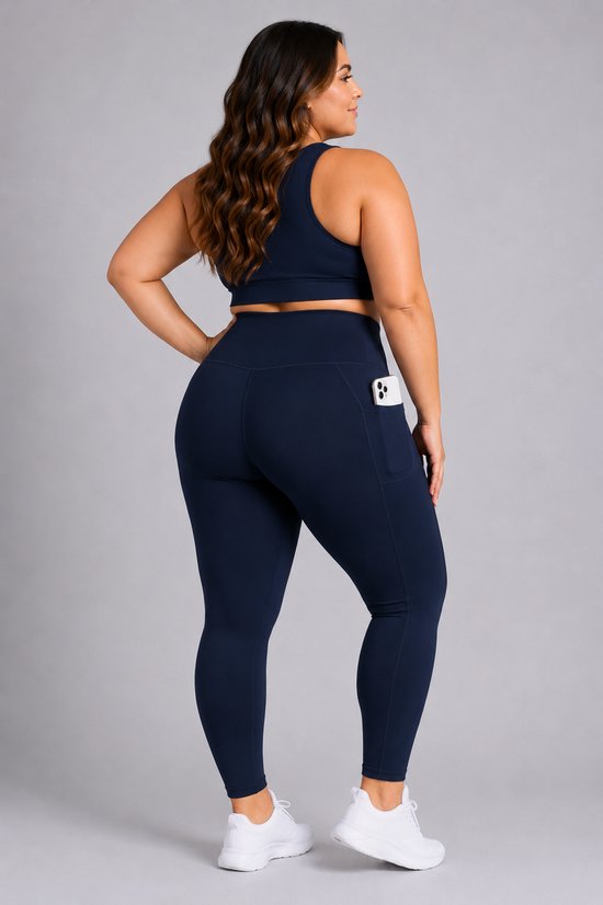 SparkNine Softcurve plus size legging - met zijzakken - 3XL - blauw - zachte stof - ademend - niet doorschijnend — afbeelding 3