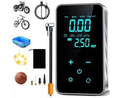 Fietspomp - Fietspomp elektrisch - Elektrische luchtpomp - Draagbare luchtcompressor - Elektrische bandenpomp van 150 PSI - Draadloze elektrische luchtpompcompressor met touchscreen/verlichting - Voor motorfiets - Fiets en auto